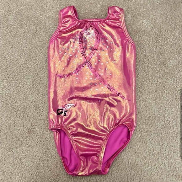 Bundle of 2 GK Gymnastics Bodysuit Leotards - Pink Shimmer; Red w/ Black Velvet - Picture 5 of 8